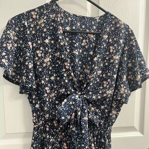 Floral Short Sleeve Tie Dress